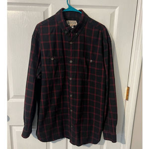 DULUTH TRADING Men Flannel Long Sleeve Button Front 100% Cotton Size Large Shirt